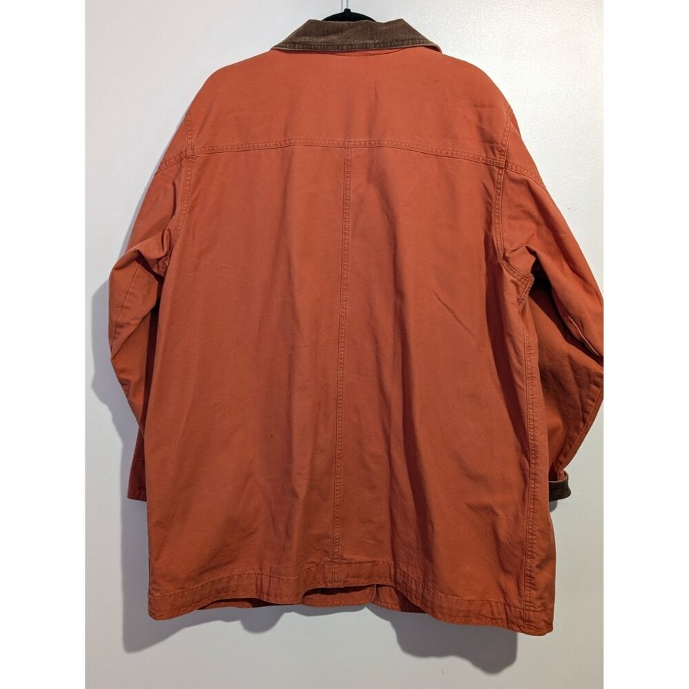 LL‎ Bean Womens 2X Barn Coat Jacket Flannel Lined Orange Brown Corduroy Chore - Picture 6 of 8